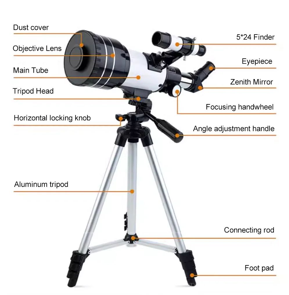 Telescópio Astronômico de Alta Definição e Alta Ampliação, Espelho de Busca de Estrelas Profissional, Suporte Longo com Suporte para Celular