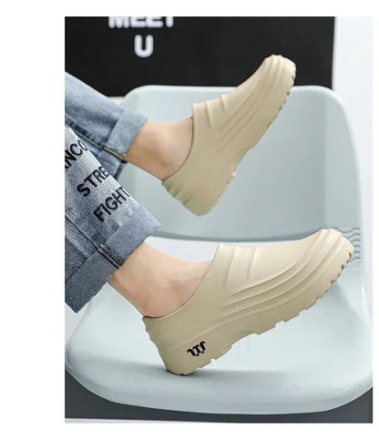 New Men's Casual Sandals Summer Chef Shoes Non-slip Fashion Trend Oil-resistant Work Shoes Outdoor Indoor Lazy Slippers