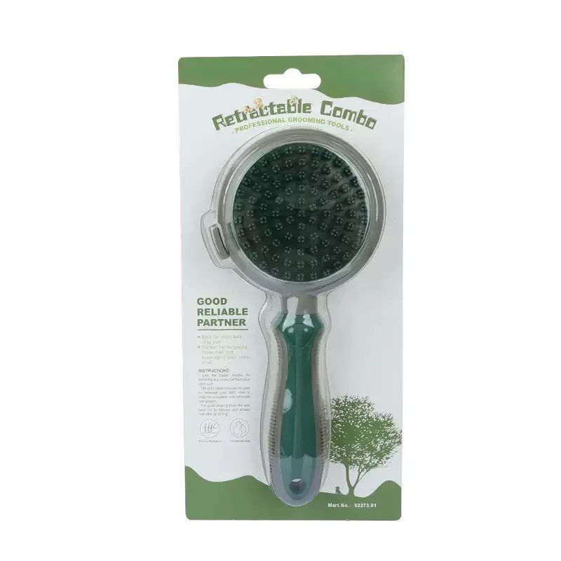 Cat Hair Removal Pet Brush Double Sided Massaging Retractable Self Cleaning Soft Pet Grooming Brush with Handle Pet Loose Hairs