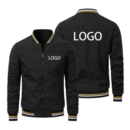 Custom Windproof Jacket Men Personalized Logo Printed Zipper Motorcycle Outdoor Sportswear Casual Fashion Coat