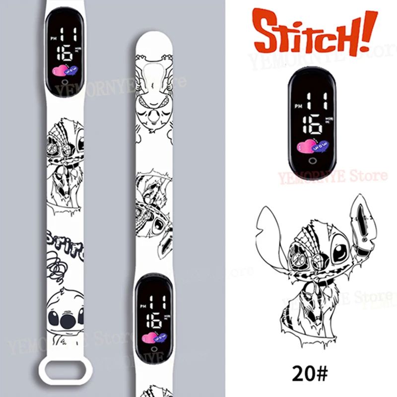 Relógios Digitais Infantis Disney Stitch Figuras de Anime LED Touch Luminoso Relógio Digital Esportivo Infantil à Prova D'Água Brinquedos de Aniversário