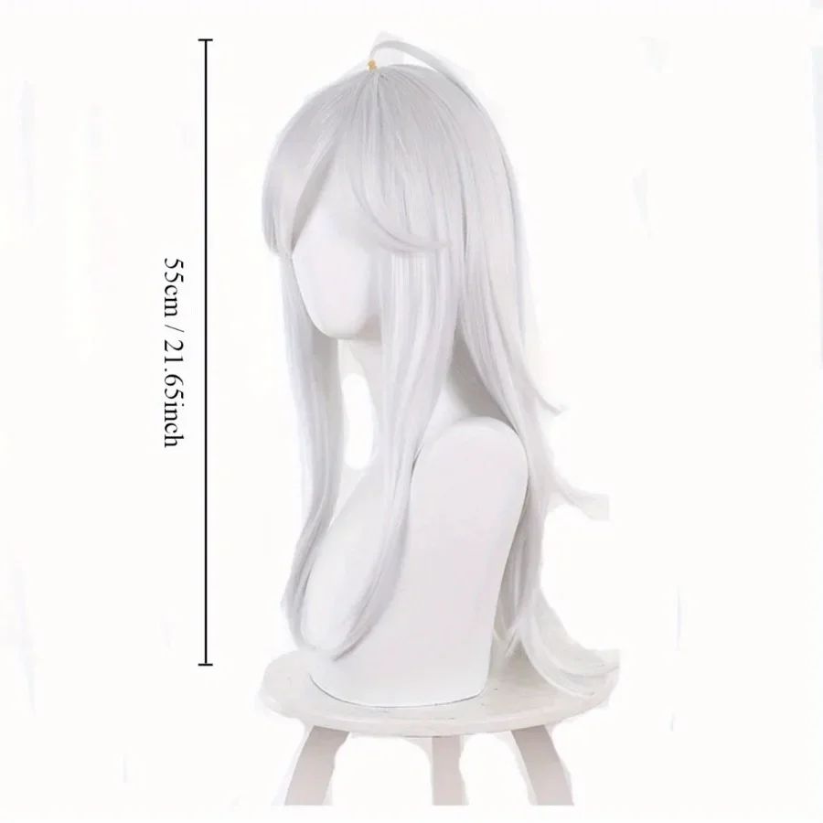Anime Sumeru Cosplay Cyno Peruca Longa Prata Branca Halloween Cyno Cosplay Peruca Sintética Resistente ao Calor