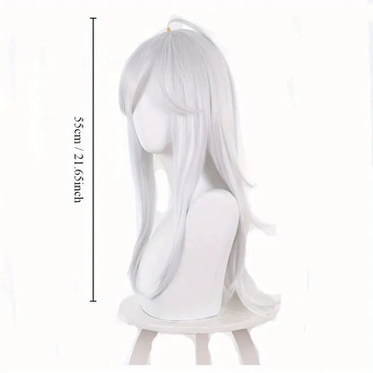 Anime Sumeru Cosplay Cyno Peruca Longa Prata Branca Halloween Cyno Cosplay Peruca Sintética Resistente ao Calor