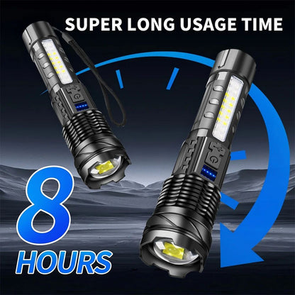 4PACK Super Bright Rechargeable LED Flashlight Zoom Tactical LED Light for Hiking Camping Fishing Lantern Built in 18650 Battery