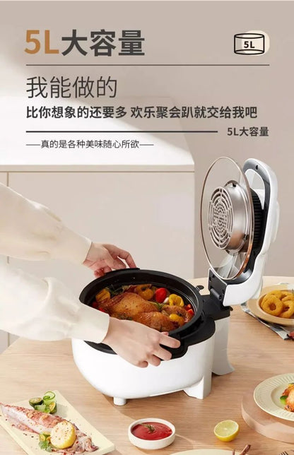 220V Automatic Double-Layer Electric Air Fryer Hot Pot Non-Stick Home Use Large Capacity Potatoes Fryer