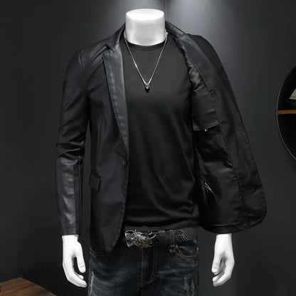 2025 2025 Men's Solid Colors Motorcycle PU Jacket Autumn Male PU Leather Jackets Casual Biker Leather Coats Brand Clothing Men C