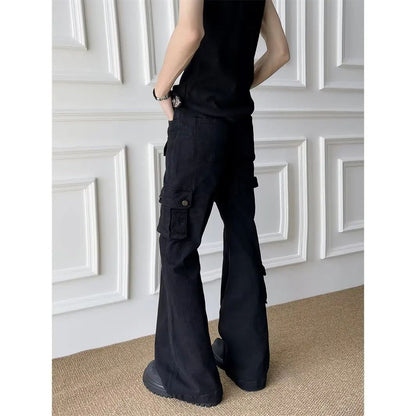 Calça Jeans Boca de Sino Masculina e Feminina, Ajustada, Estilo Fino, Casual, Fashion de Rua, da China Continental
