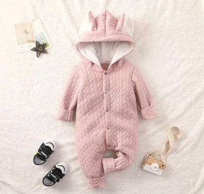 Newborn Baby Romper Love Printed Clothes Hooded Children Girl 0-1 Years Autumn Spring Infant Boy Jumpsuit Outfits 3 6 Months