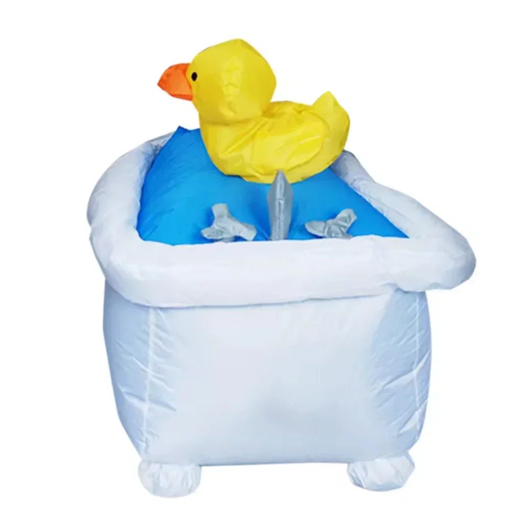 Adult Inflatable Bathtub with Yellow Duck and Toilet Cosplay Costume  Halloween party holiday stage performance comical costumes