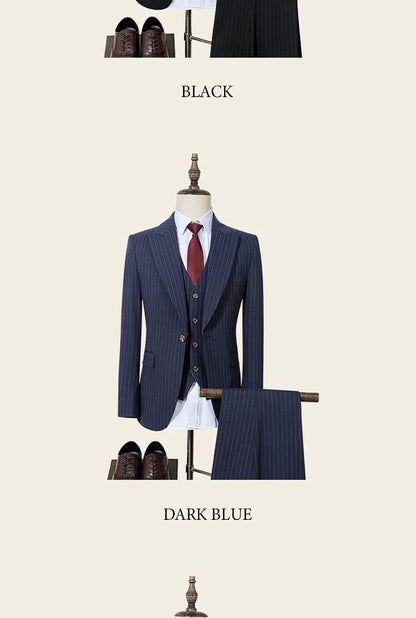 ST Cassy high-quality blue striped suits for men slim fit luxurious and elegant men's business suit 3-piece set full men's suit