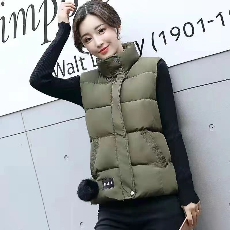 2024 New Autumn Winter Solid Loose Vest Women Down Cotton Vest Female Warm Sleeveless Short Coat Jacket Windproof Warm Waistcoat