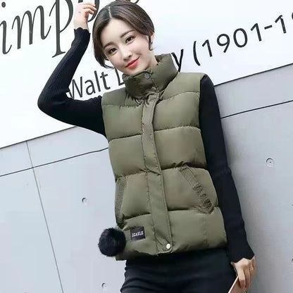 2024 New Autumn Winter Solid Loose Vest Women Down Cotton Vest Female Warm Sleeveless Short Coat Jacket Windproof Warm Waistcoat