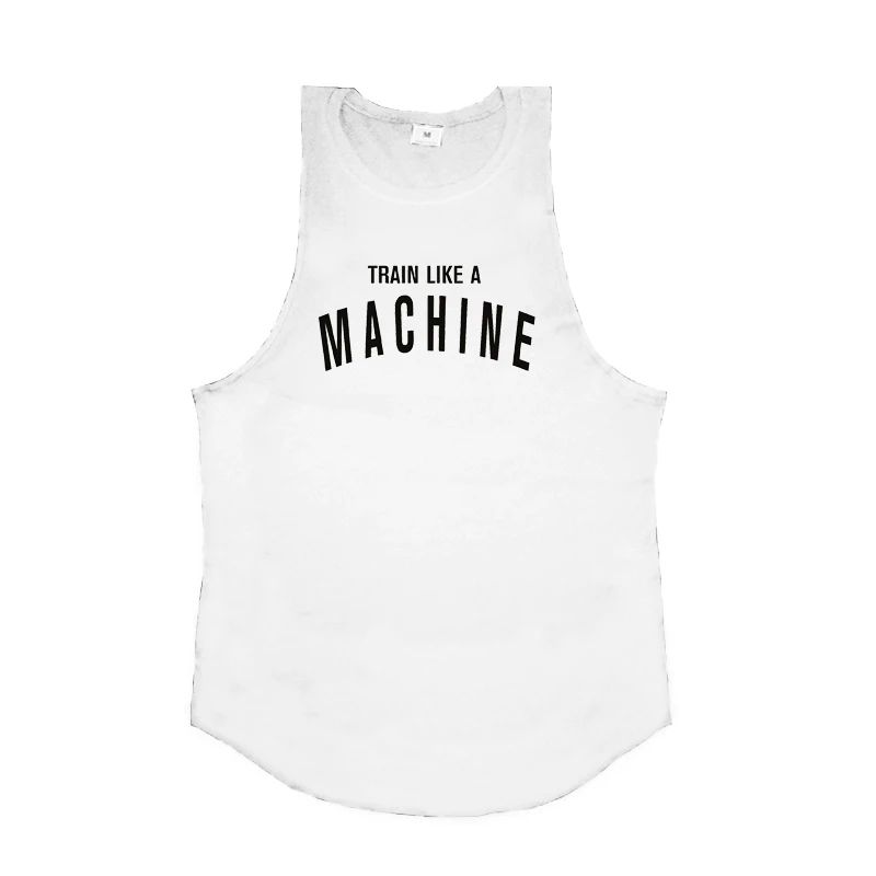 TRAIN LIKE A MACHINE Cotton Bodybuilding Tank Top Mens Workout Singlets Fitness Stringer Clothing  Sleeveless Men's casual vest