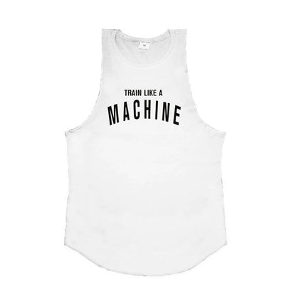 TRAIN LIKE A MACHINE Cotton Bodybuilding Tank Top Mens Workout Singlets Fitness Stringer Clothing  Sleeveless Men's casual vest