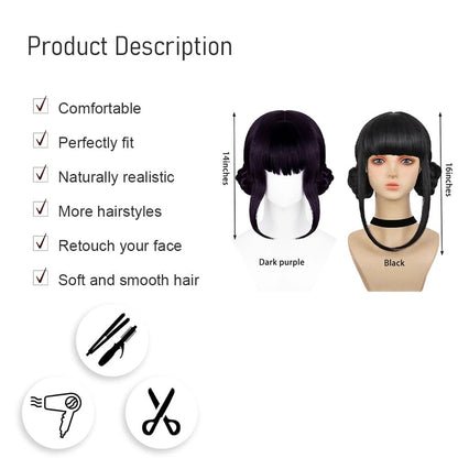 Anime Kpop Caçadores de Demônios? Zoe Cosplay Peruca Sintética Preta Roxo Escuro Halloween Carnaval Festa Diária Peruca 2D de Alta Qualidade