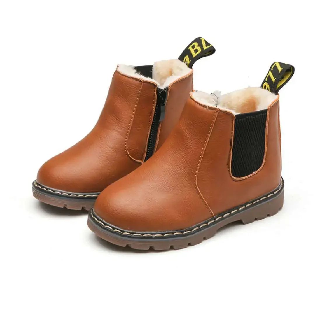 Children's Boots for Boys Girls Toddlers Little Kids Fashion Classic Ankle Boots Warm Rubber Chelsea Boots British Style 21-36