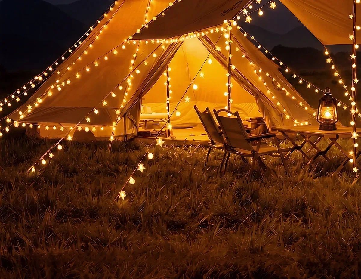 LED String Lights Outdoor Star Chain Lights Garland Lights Bulb Fairy Lights Party Home Wedding Garden Christmas Decor