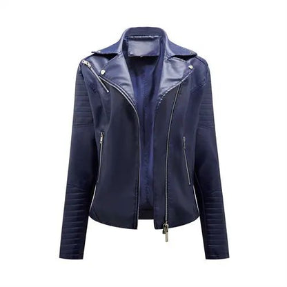 Black Women Faux Leather Jacket Spring Autumn Zipper Casual Pu Coat Female Biker Outerwear Ladies Clothes S-XXXL