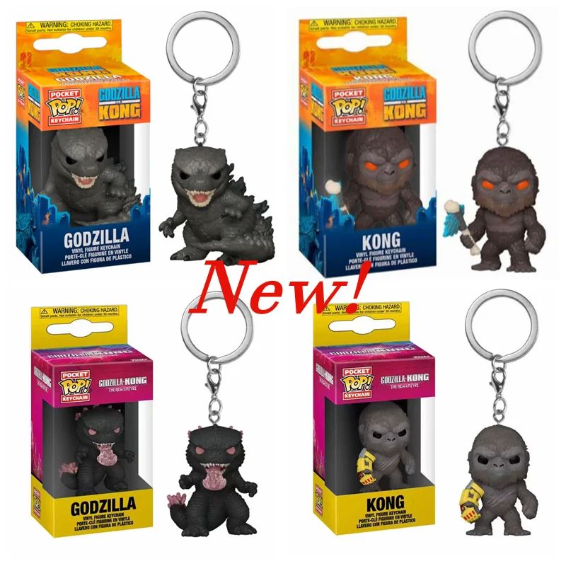 Novo Hot FUNKO POP! Chaveiros Movies O Novo Império Godzilla VS. Kong Keychain Godzilla Kong Action Figure Keychains Brinquedos