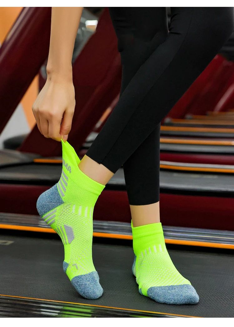 3 Pares Meias de Corrida de Maratona Masculinas Femininas Profissionais Esportivas Tornozelo Fitness Tubo Acolchoado Engrossado Baixo Cano Curto Barco Meias