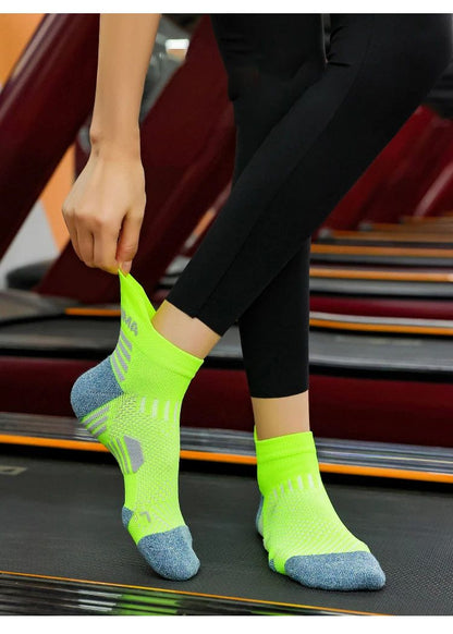 3 Pares Meias de Corrida de Maratona Masculinas Femininas Profissionais Esportivas Tornozelo Fitness Tubo Acolchoado Engrossado Baixo Cano Curto Barco Meias