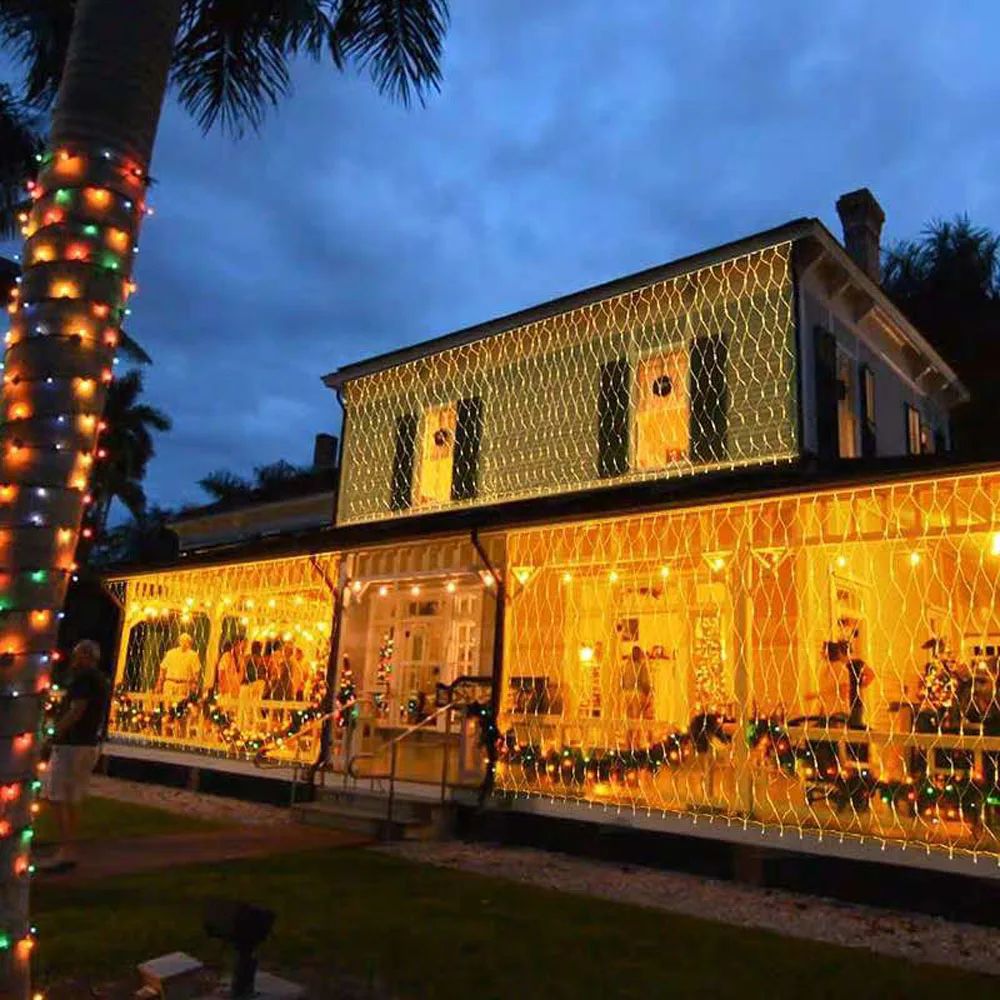 Luzes de corda de rede de LED 8 modos 220V 110V plugue UE/EUA Festival Decoração de Natal Guirlandas Festa de Natal Jardim Ano Novo Casamento