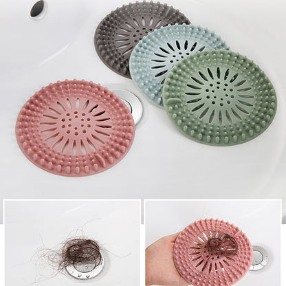 Silicone Drain Hair Catcher with Suction Cup Shower Bathtub Drain Strainer Hair Filter Drain Sink Strainer Bathroom Accessories