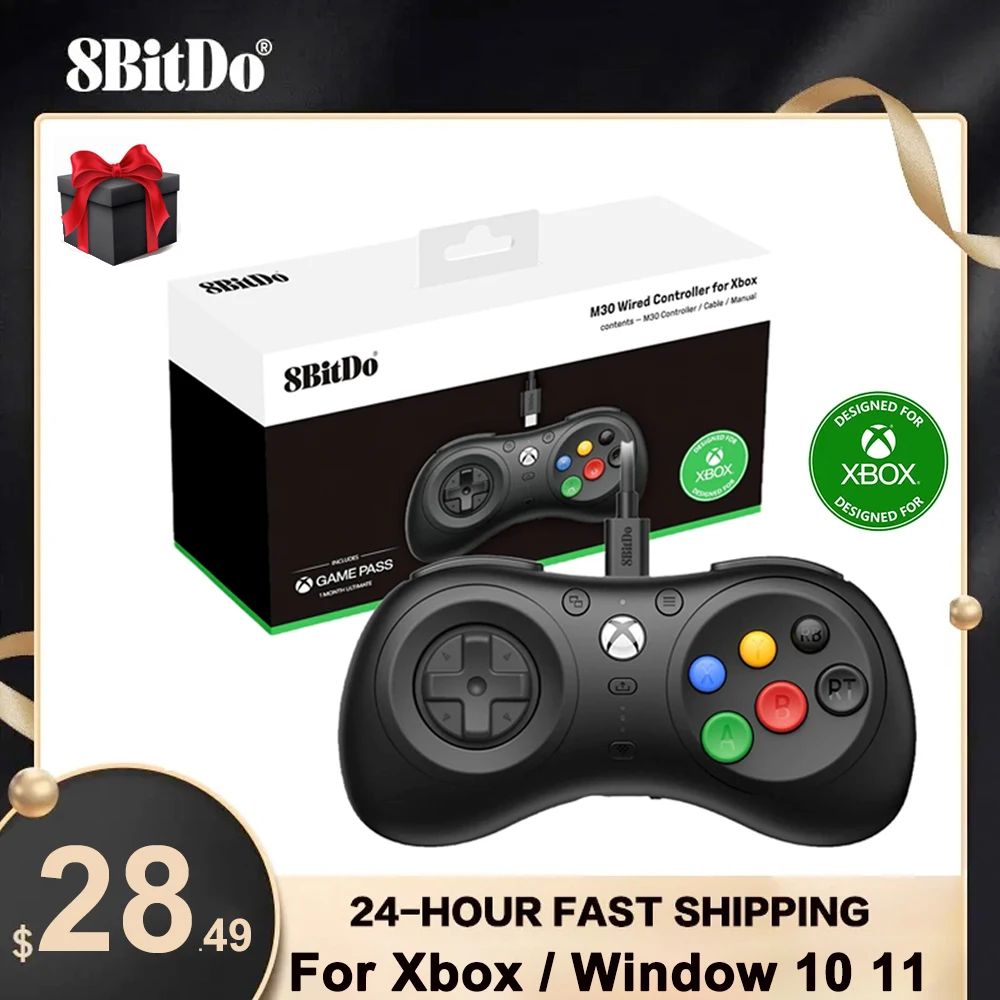8BitDo M30 Gamepad Wired Controller for Xbox Series X|S, Xbox One, and Windows with 6-Button Layout - Officially Licensed
