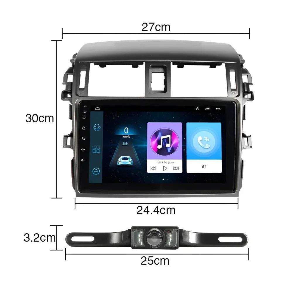 Central Multimídia Android 13.0 de 9 Polegadas 2GB+32GB para Toyota Corolla 2009-2013, GPS de Carro, Navegação, Rádio, Toca-Fitas, DSP e Carplay