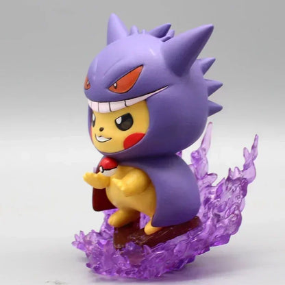 Conjunto de Bonecos Pokémon de 12cm - Pikachu Gengar Charizard Cosplay, Presente de Estátua Colecionável Fofo para Fãs de Anime