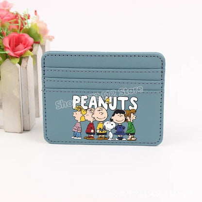 Snoopy Coin Purse Peanuts Anime Credit Card Holder Passport PU Wallet ID Cards Cover Case Bag Kids Men Woman Birthday Gift