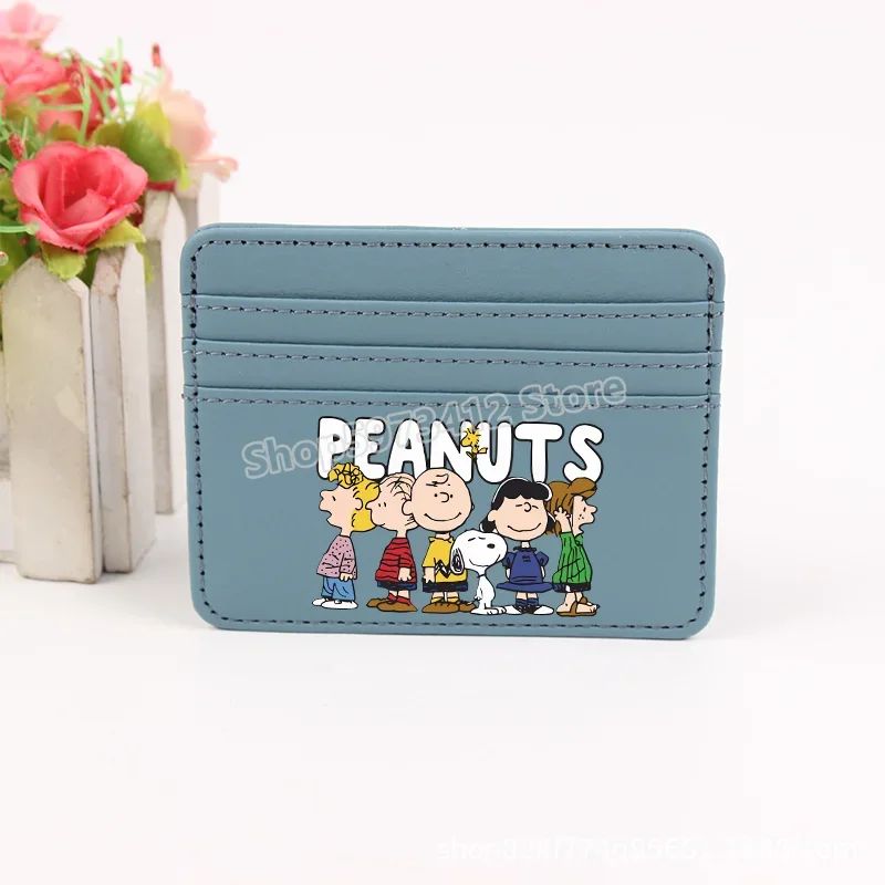 Bolsa Moedeiro Snoopy Peanuts Anime Porta Cartão de Crédito Passaporte Carteira de PU Capa para Cartões de Identificação Bolsa Presente de Aniversário para Crianças Homens Mulheres