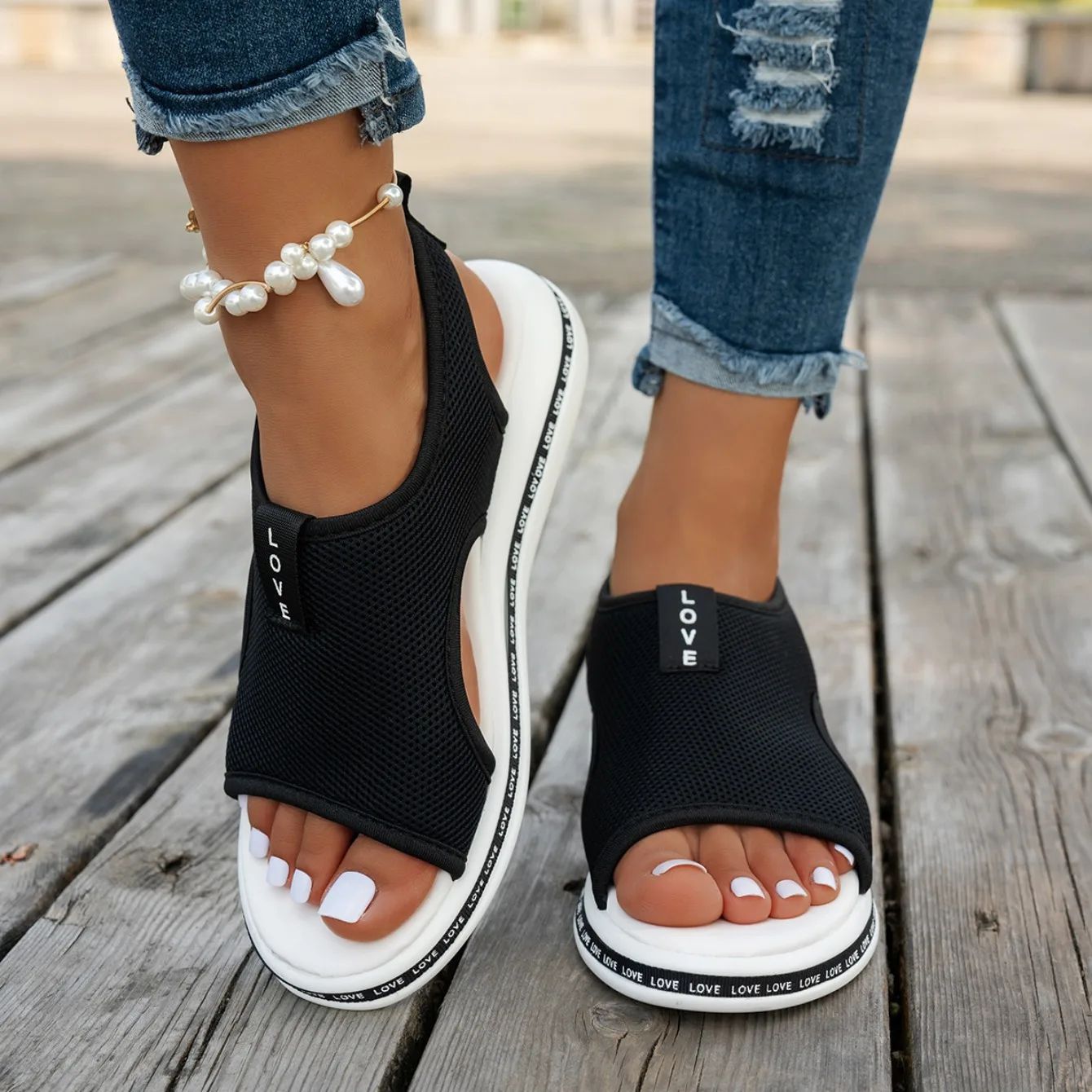 Mesh Women Sandals Open Toe Platform Shoes Female Summer Shoes 2025 Classic Breathable Slip on Sport Sandals Zapatillas De Mujer