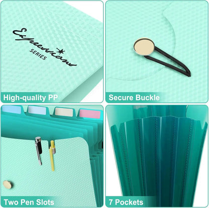 Expandable File Folder, Letter Size Organ Organizer, 5 File Pockets, Portable Organizer for School Office Supplies