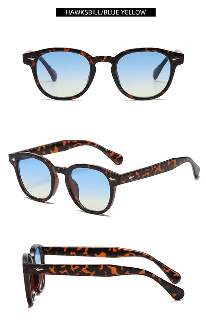 JNPCXI Quality New Retro Round Sunglasses Women Fashion Rivets Decoration Shades UV400 Men Punk Leopard Sun Glasses