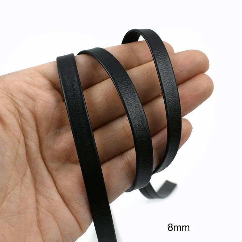 5Meters 3-50mm Black PU Leather Cords Soft Ribbon Band Bag Strap Webbing Necklace Jewelry Decor Tape DIY Sewing Accessories