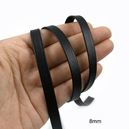 5Meters 3-50mm Black PU Leather Cords Soft Ribbon Band Bag Strap Webbing Necklace Jewelry Decor Tape DIY Sewing Accessories