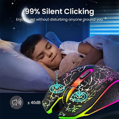 Mouse Bluetooth 5.2 RGB Sem Fio 2.4G Mouse Gamer Dual-Mode 6 Botões Silencioso Para MacBook Tablet Laptops Computador