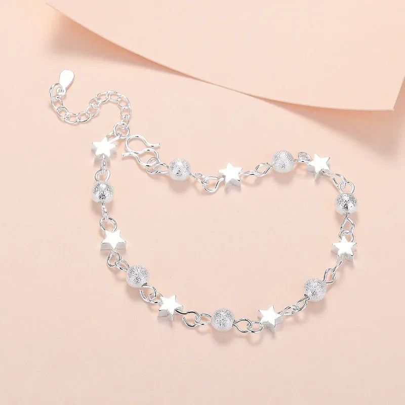 Niche Design Star Chain Tassel Bracelet for Women Fantasy Blue Crystal Beads Elastic Rope Bracelet Best Friend Jewelry Gifts