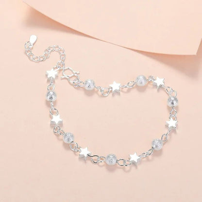 Niche Design Star Chain Tassel Bracelet for Women Fantasy Blue Crystal Beads Elastic Rope Bracelet Best Friend Jewelry Gifts