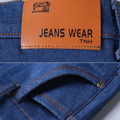 Men New Winter Warm Jeans Male Fleece Lined Thickened Denim Pants Loose Straight Cold Protection Casual Breathable Trousers