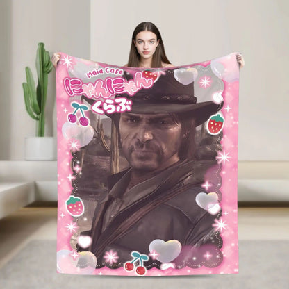 Arthur Morgan Cowboy Movie Game Blanket Super Warm Throw for Outdoor Travel Bedding Custom Quality Bedspread