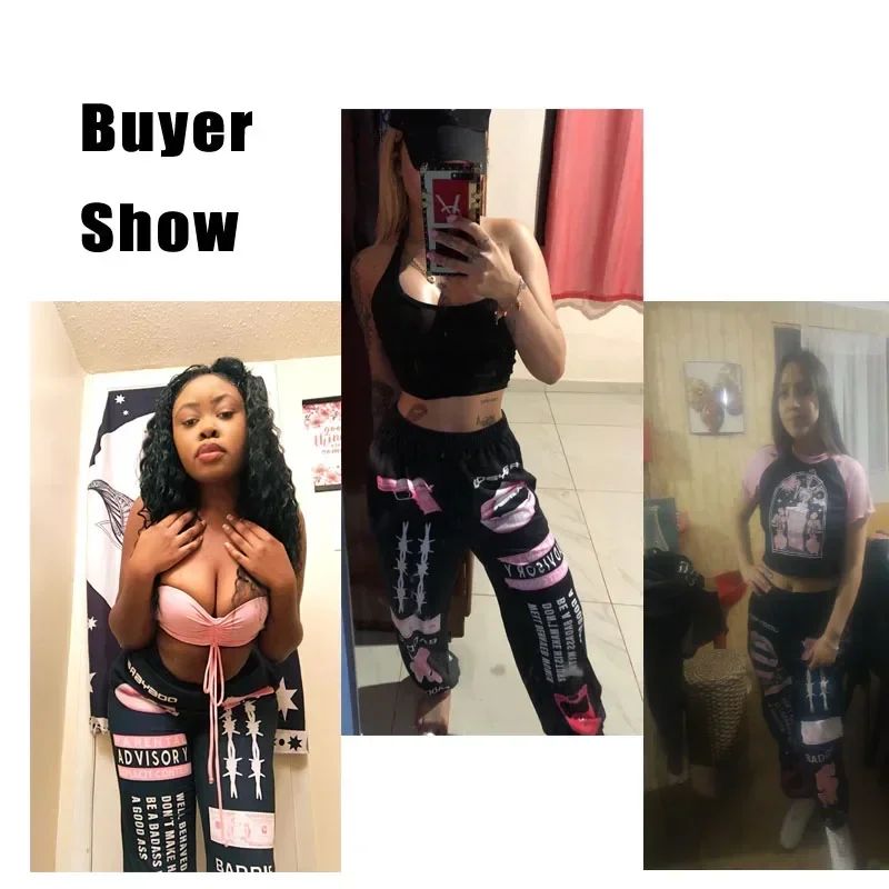 Summer New Printed Fashion Elastic Waist Sports Casual Harlan Pants for Women