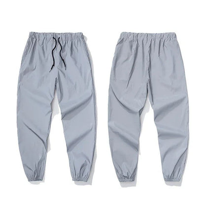 Night Reflective Casual Pants Men's Elastic Waist Fashion Skateboard Trousers Streetwear Hip Hop Harajuku Jogger Sweatpants Male