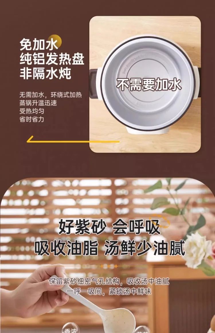 110V/220V Pure Ceramic Electric Slow Cooker Automatic Home Kitchen Appliance Taiwan Made USA Export