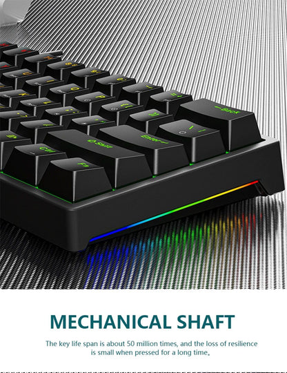 Teclado Mecânico para Jogos K620 Mini 61 Teclas RGB Hotswap Teclado para Jogos com Fio Tipo-C Teclas PBT 60% Teclados Ergonômicos