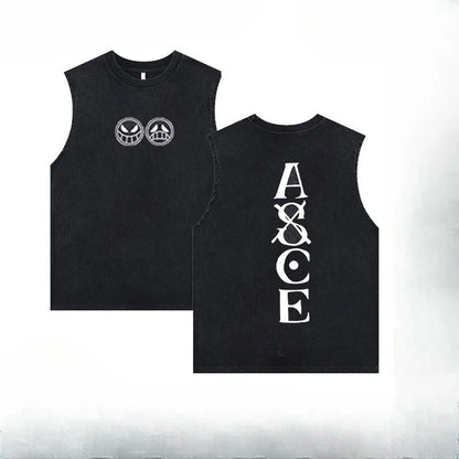 Luffy printed anime fitness vest summer new men s vest Y2k women s washed casual sleeveless shirt streetwear Harajuku