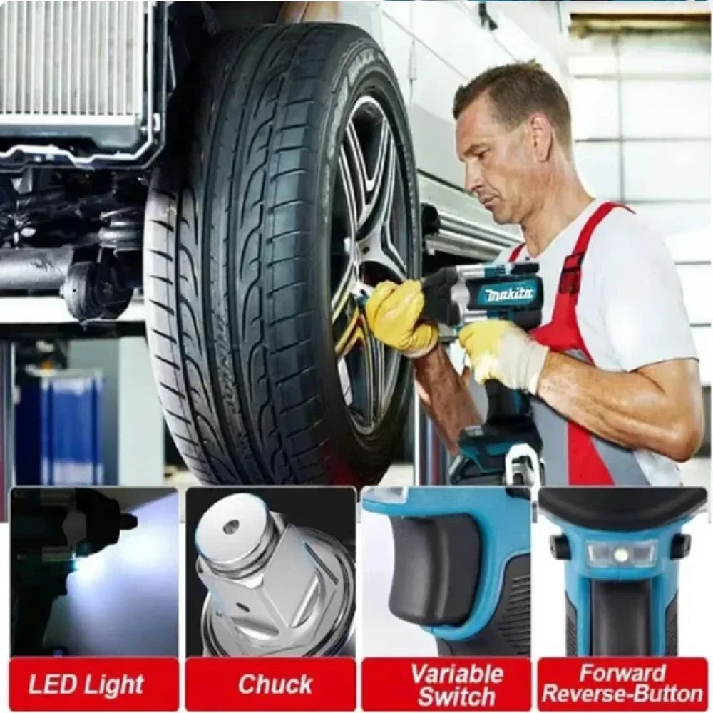Chave de Impacto a Bateria Makita DTW700, Velocidade Contínua, 18V, Ferramenta Elétrica Sem Escovas (Sem Bateria) para Aperto de Parafusos Pesados