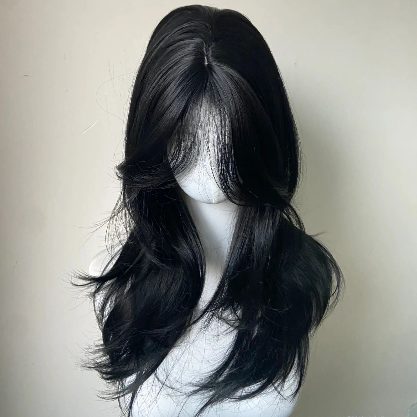 Peruca Ashely Roxo Escuro Feminina 55 cm Cabelo Longo Franja Cortina Camadas Liso Natural Cabelo Sintético Cosplay Perucas Lolita