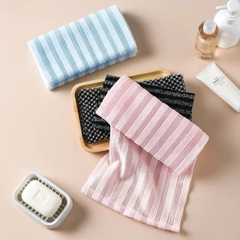 1pc Japanese Rubbing Washcloth Bath Nylon Towel Brush for Back Towels Exfoliating Scrub Shower Sponge Body Bathroom Accessories